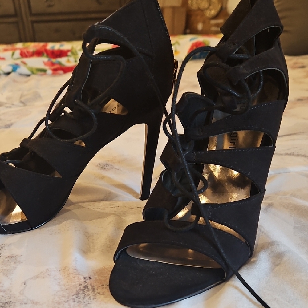 Madden Girl Black Strappy Heels
